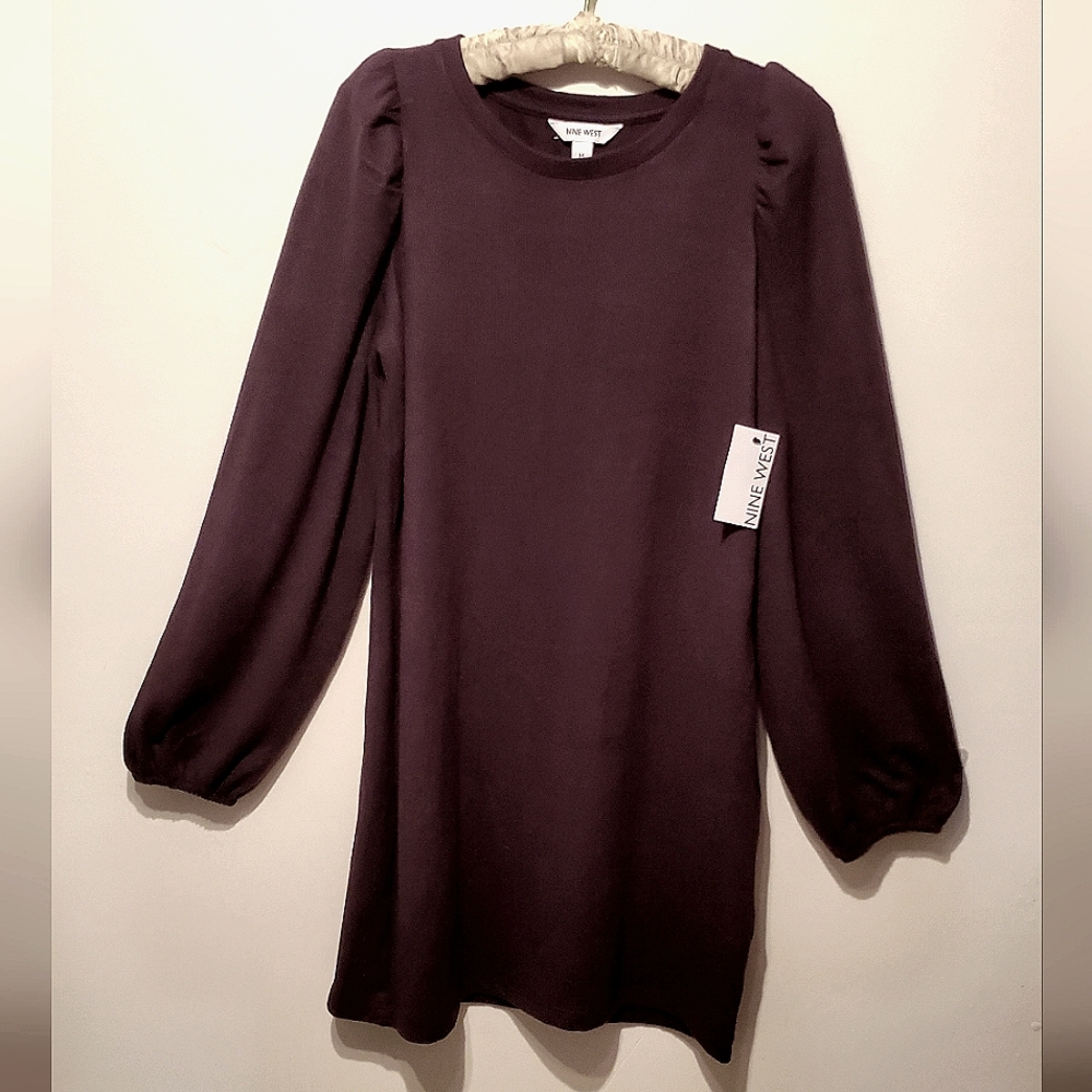Nine west, Women's, medium, long sleeve dress, deep plum